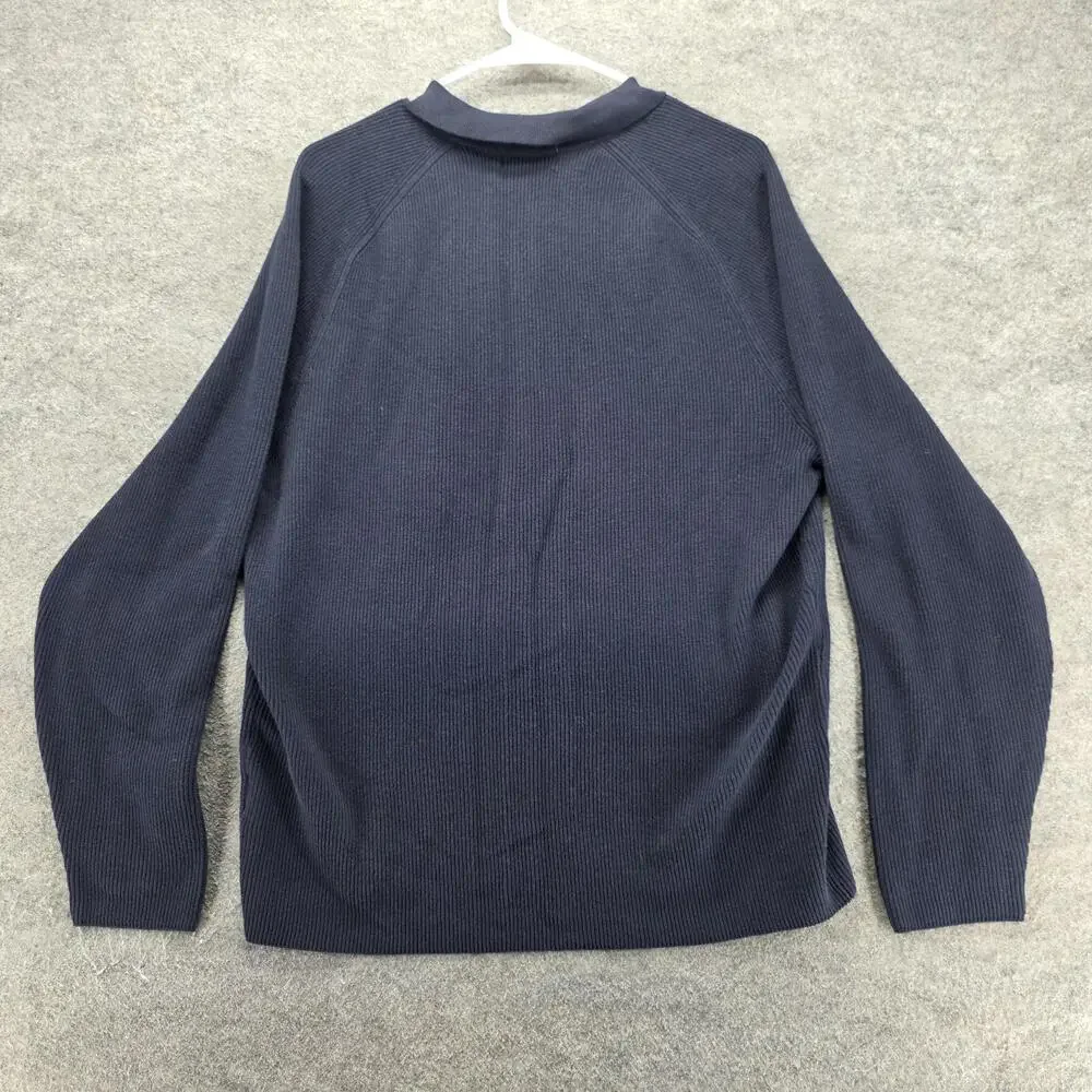 Eddie Bauer Sweater Mens L Blue Collared Knit Pullover 100% Cotton Casual